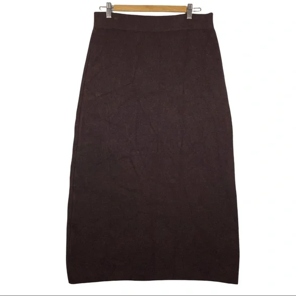 Zara Limited Edition Soft Heavyweight Knit A Line Midi Skirt Dark Brown L